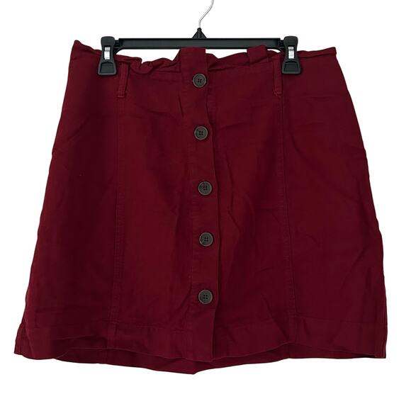 Banana Republic button front mini skirt maroon rust fall cottagecore linen 12 - Picture 1 of 8